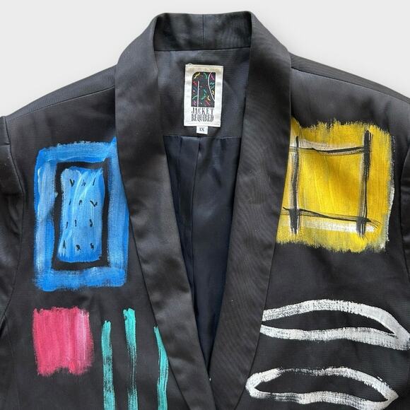 Vintage 80s 90s Jacket Required Hand Painted Blazer Women's 1X Artwear Modern - Picture 4 of 14